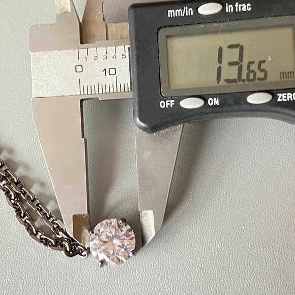 FAC Bold Solitaire Swarovski Crystal Gunmetal Necklace - Picture 4 of 7